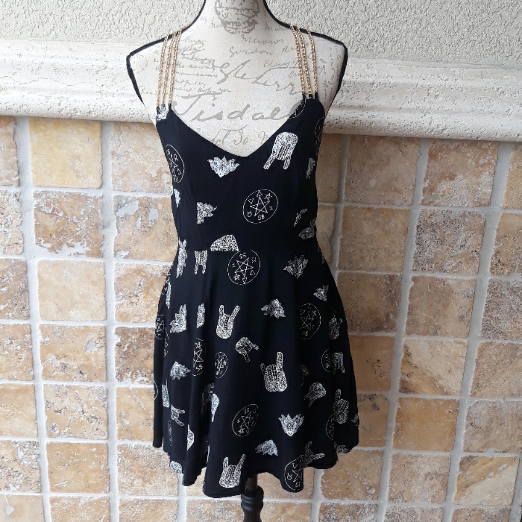 Nwot Original Sins Gold Chain Halter Dress Size 12